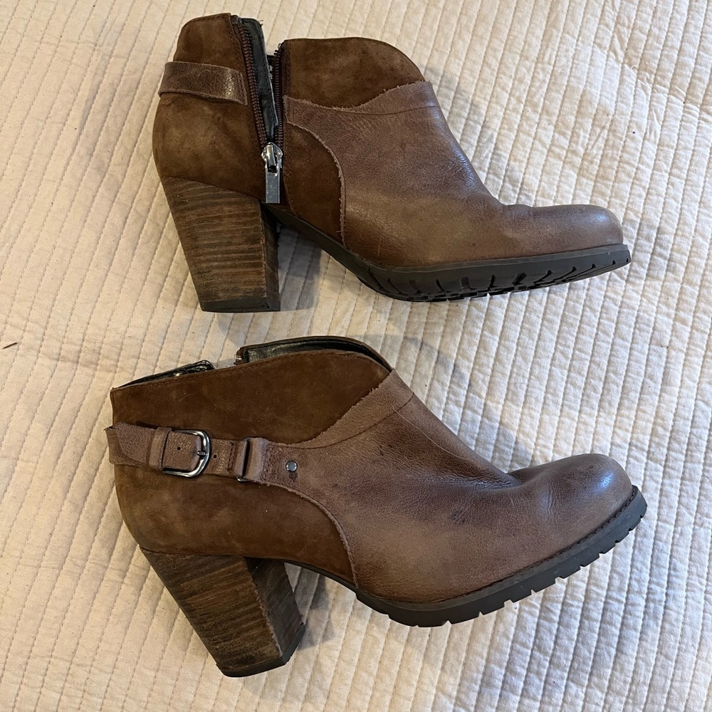 Clarks Brown Leather and Suede Booties